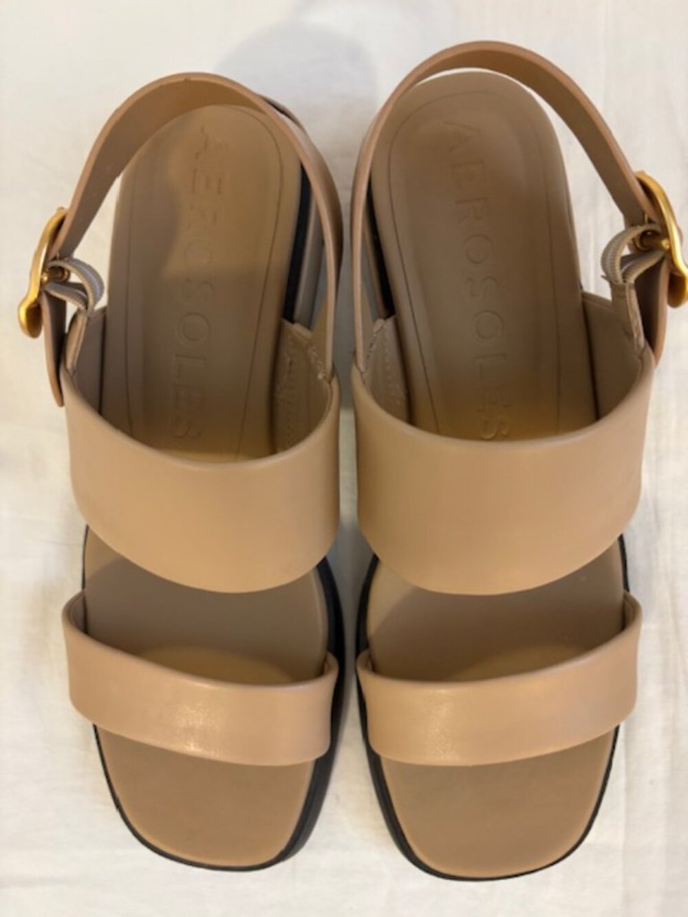 Aerosoles Dove Nude Block Heel Dual Strap Sandal Size 8.5M - Picture 5 of 11